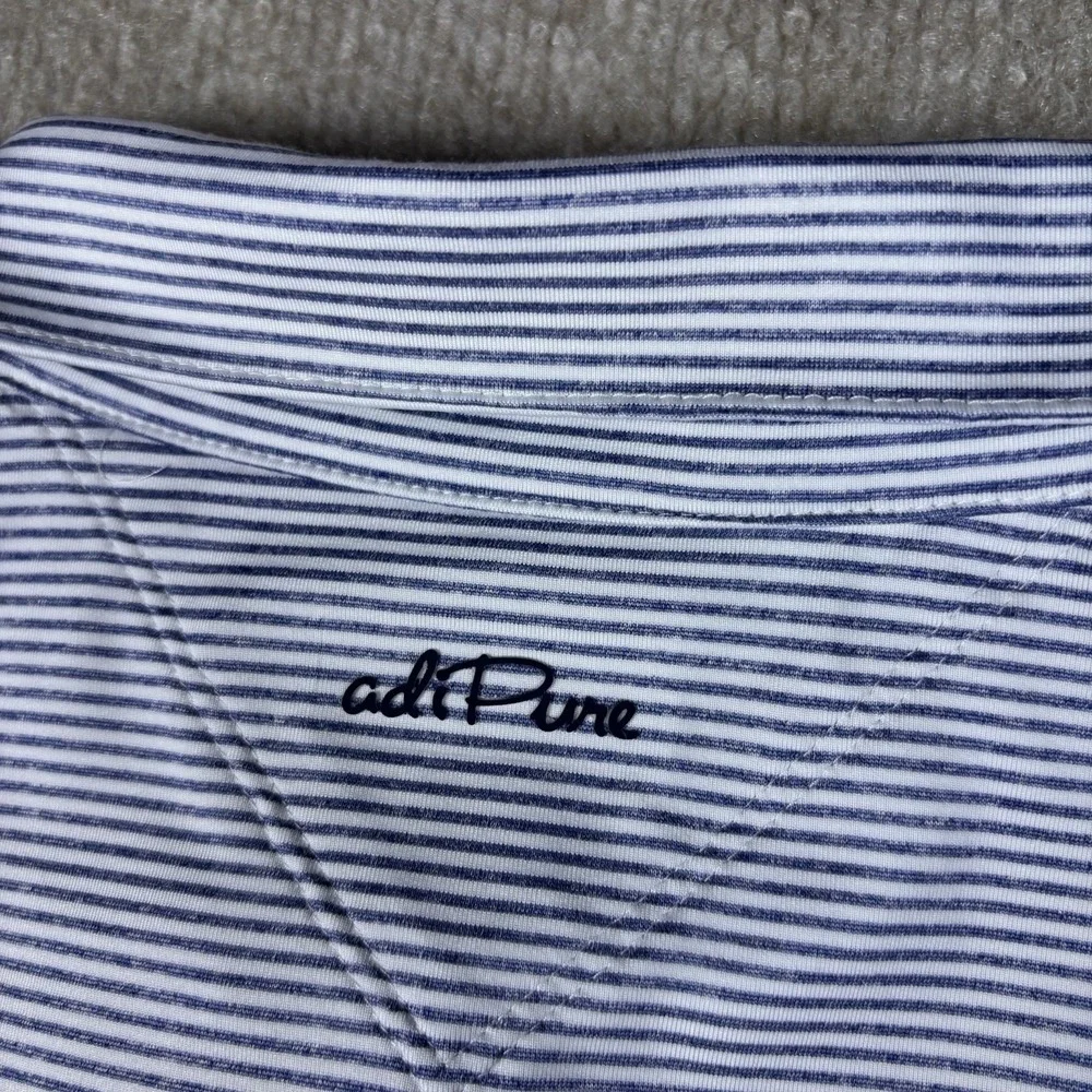 Lot of 2 Adidas AdiPure Men's M Blue Striped & Solid Golf Polo Shirts New Albany